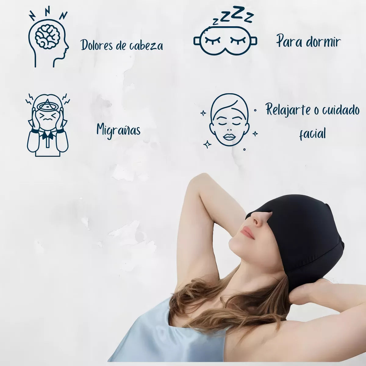 Gorro Gel Alivio Migraña Dolor Cabeza Compresa Frio aliviar la tensión