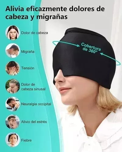 Gorro Gel Alivio Migraña Dolor Cabeza Compresa Frio aliviar la tensión