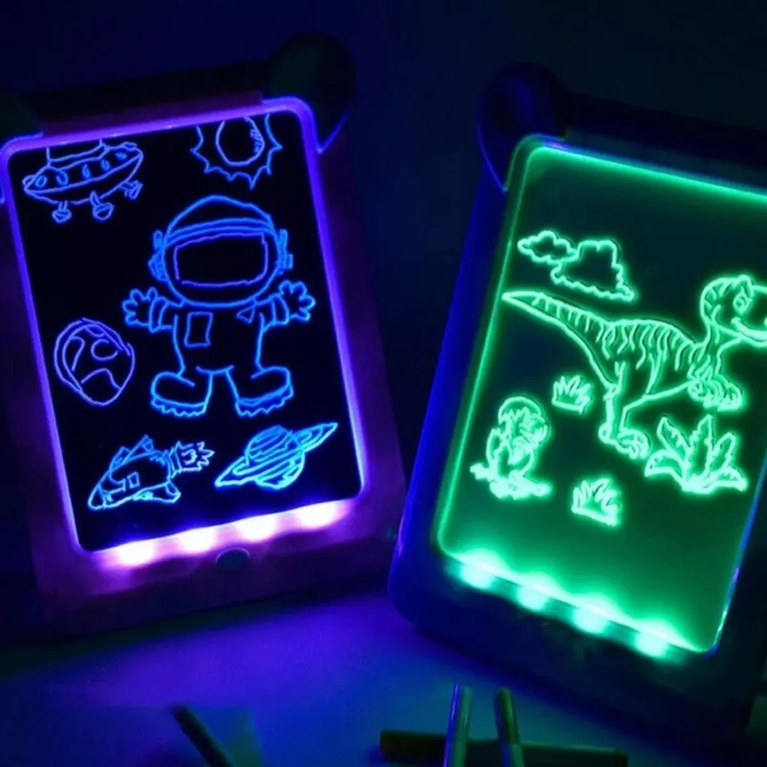 Tablero De Dibujo Luz Led Magic Pad Marcadores Plantilla