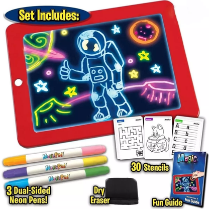 Tablero De Dibujo Luz Led Magic Pad Marcadores Plantilla